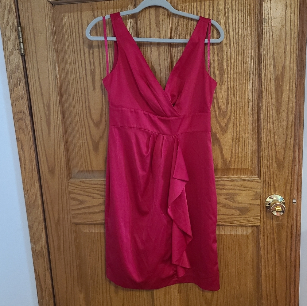 BANANA REPUBLIC Fuschia Mini Dress 6 Sleeveless Surplice Solid